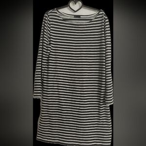 GAP Black and White Striped Long Sleeve Dress